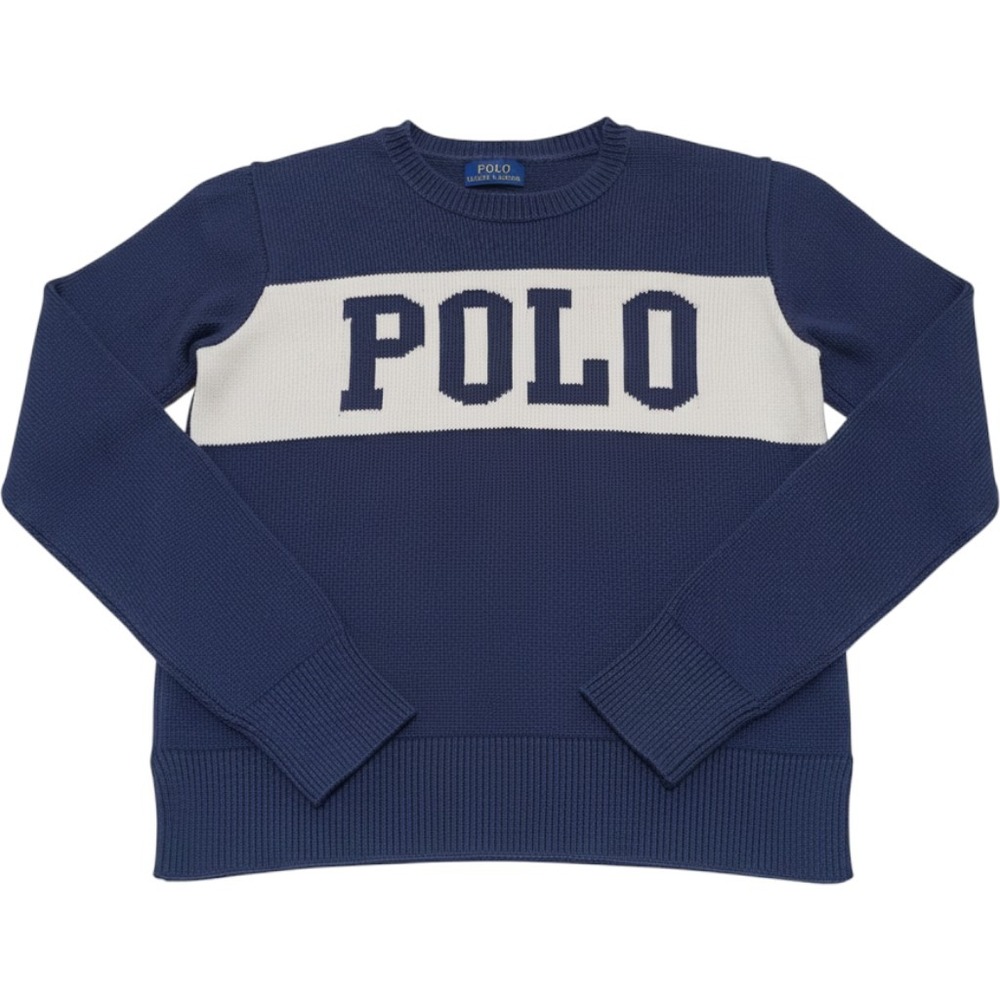 Polo Ralph Lauren Kids Spellout Logo Sweater L 12-14 Cotton Preppy Ivy League